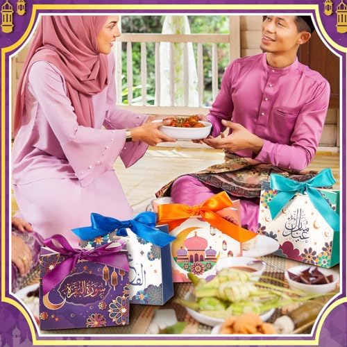 Kritkin 48 Pzs Bolsas de Regalo Eid Mubarak con Listones para Decoraciones de Ramadan, Favors de Fiesta y Suministros de Dulces para Niños - imagen 5