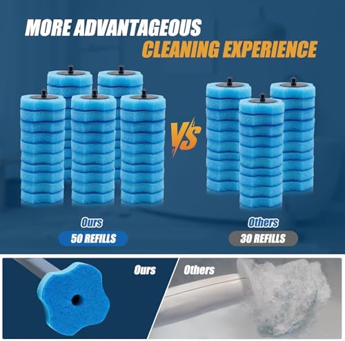 50 Piezas de Recargas para Cepillo de Inodoro, Cabezas de Reemplazo para Limpieza de Baño, Recargas Desechables Compatibles con Cepillos de Hogar, - imagen 4