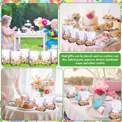 Tellingyou 24 Piezas de Bolsas de Regalo Florales de Primavera con Asa, Tulipanes Vintage y Mariposas, 8.26x5.9x3.14 para Fiestas y Eventos - imagen 5