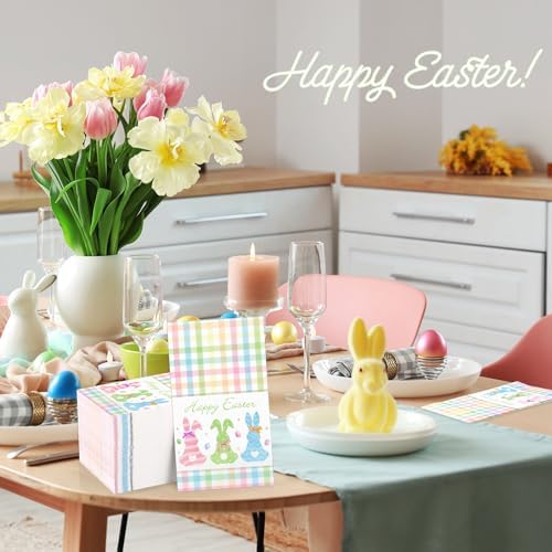 Servilletas de Pascua Pasimy 100 Pzs con Conejos y Cuadros, Desechables de Papel para Fiestas, Baño, Picnics y Celebraciones - imagen 5