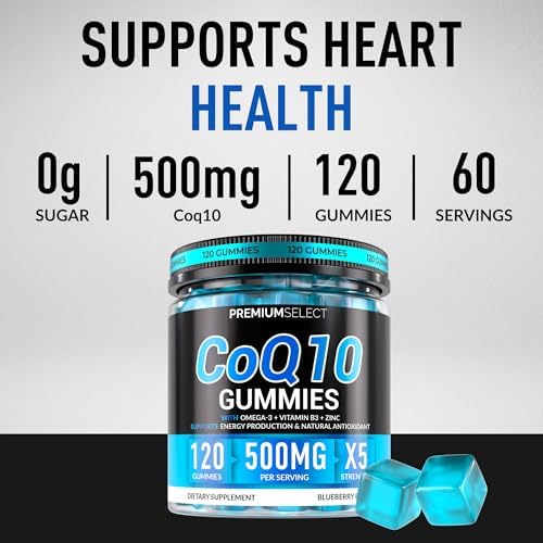 Gomitas de CoQ10 para Adultos 500mg – Sin Azúcar, 120 Gomitas – con Omega-3, Vitamina B3 y Zinc – Apoya la Salud del Corazón y Energía Celular - imagen 2
