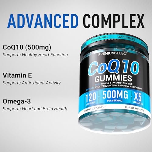 Gomitas de CoQ10 para Adultos 500mg – Sin Azúcar, 120 Gomitas – con Omega-3, Vitamina B3 y Zinc – Apoya la Salud del Corazón y Energía Celular - imagen 3