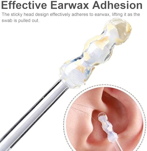 Hisopos Adhesivos para Oídos - 2 Paquetes de 48 Bastones Reutilizables para Limpieza de Cerumen, Herramientas Universales con Cabeza Suave - imagen 3