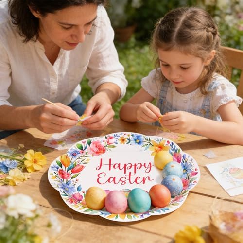 Platos Desechables Ovalados Fancy Land de 24 Pzs para Pascua, 10 x 12 Pulgadas, Utensilios Resistentes para Fiestas de Primavera - imagen 6