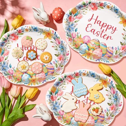 Platos Desechables Ovalados Fancy Land de 24 Pzs para Pascua, 10 x 12 Pulgadas, Utensilios Resistentes para Fiestas de Primavera - imagen 8