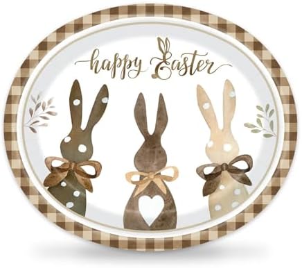 Platos Desechables Ovalados de Papel Vanulus 50PCS para Pascua con Zanahorias de Conejo, 10 x 12, para Decoración de Fiesta y Servir 50 Invitados - imagen 1