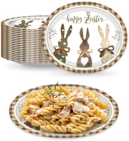 Platos Desechables Ovalados de Papel Vanulus 50PCS para Pascua con Zanahorias de Conejo, 10 x 12, para Decoración de Fiesta y Servir 50 Invitados - imagen 2