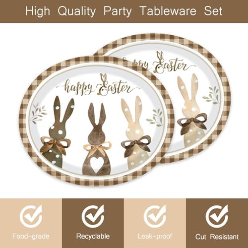 Platos Desechables Ovalados de Papel Vanulus 50PCS para Pascua con Zanahorias de Conejo, 10 x 12, para Decoración de Fiesta y Servir 50 Invitados - imagen 4