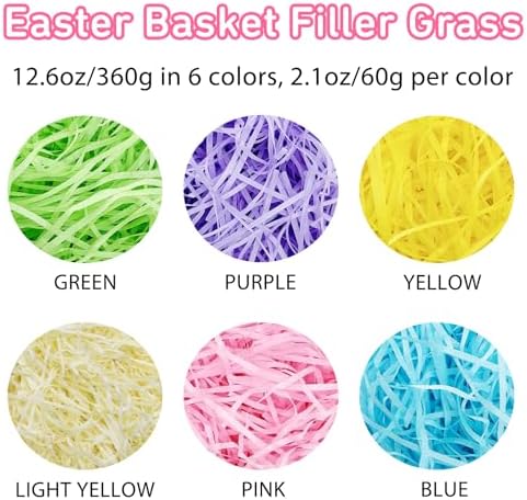 AouEtnay Relleno de Papel Triturado Reciclable de 12.6 oz para Cestas de Pascua, 6 Colores, Ideal para Regalos y Fiestas - imagen 2