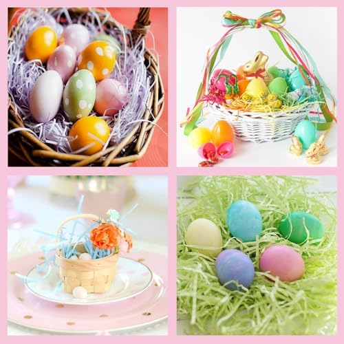 AouEtnay Relleno de Papel Triturado Reciclable de 12.6 oz para Cestas de Pascua, 6 Colores, Ideal para Regalos y Fiestas - imagen 4