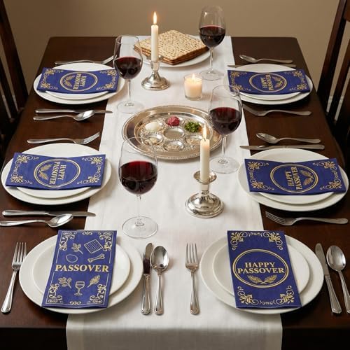 Servilletas desechables Fancy Land de 100 Pcs para Pascua Judía, decorativas para Seder, baño y cocina, ¡Feliz Pascua! - imagen 5