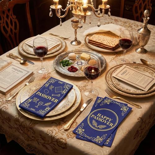 Servilletas desechables Fancy Land de 100 Pcs para Pascua Judía, decorativas para Seder, baño y cocina, ¡Feliz Pascua! - imagen 6