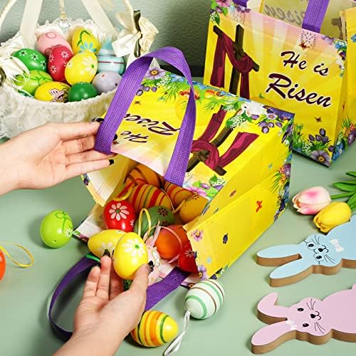Tiamon 12 Piezas de Bolsas de Tela No Tejida para Pascua con Mensaje Él ha Resucitado - Bolsas de Regalo para Galletas, Dulces y Favoritas de Fiesta - imagen 2