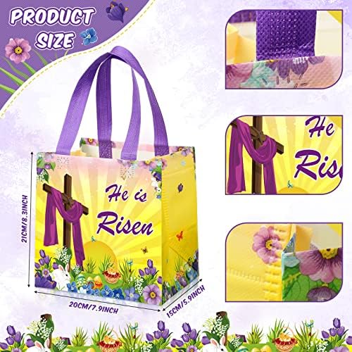 Tiamon 12 Piezas de Bolsas de Tela No Tejida para Pascua con Mensaje Él ha Resucitado - Bolsas de Regalo para Galletas, Dulces y Favoritas de Fiesta - imagen 3
