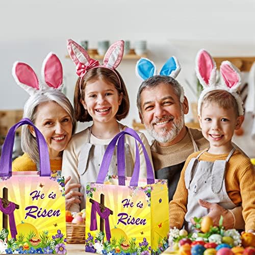 Tiamon 12 Piezas de Bolsas de Tela No Tejida para Pascua con Mensaje Él ha Resucitado - Bolsas de Regalo para Galletas, Dulces y Favoritas de Fiesta - imagen 5