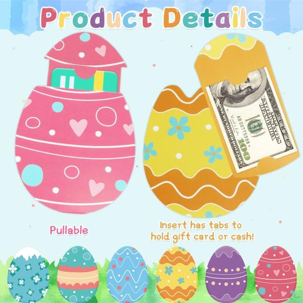 Soportes para Tarjetas de Regalo de Pascua - Paquete de 12 Fundas de Huevos de Pascua para Dinero y Tarjetas, Adornos para Fiestas Cristianas de - imagen 3