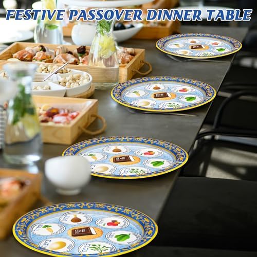 Platos Desechables QZYL para Pascua, 50 Piezas de 9, Decoraciones para la Mesa de Seder, Utensilios para la Fiesta Judía Pesaj - imagen 4