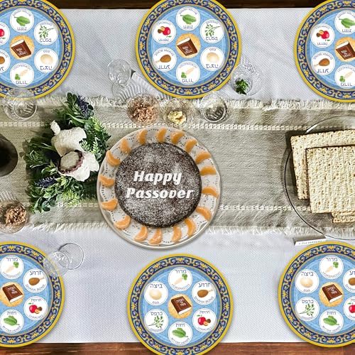 Platos Desechables QZYL para Pascua, 50 Piezas de 9, Decoraciones para la Mesa de Seder, Utensilios para la Fiesta Judía Pesaj - imagen 5