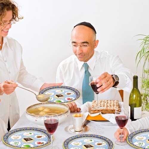 Platos Desechables QZYL para Pascua, 50 Piezas de 9, Decoraciones para la Mesa de Seder, Utensilios para la Fiesta Judía Pesaj - imagen 6