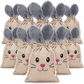 Bolsas de Yute Woanger para Pascua, 10 Pcs con Cierre, 7.9 x 10.2 Pulgadas, con Orejas de Conejo, Perfectas para Regalos, Dulces y Sorpresas para - imagen 1