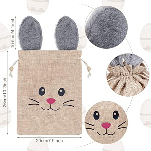 Bolsas de Yute Woanger para Pascua, 10 Pcs con Cierre, 7.9 x 10.2 Pulgadas, con Orejas de Conejo, Perfectas para Regalos, Dulces y Sorpresas para - imagen 2