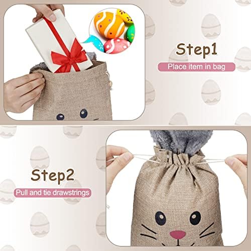 Bolsas de Yute Woanger para Pascua, 10 Pcs con Cierre, 7.9 x 10.2 Pulgadas, con Orejas de Conejo, Perfectas para Regalos, Dulces y Sorpresas para - imagen 3