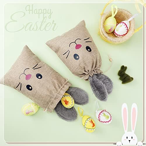 Bolsas de Yute Woanger para Pascua, 10 Pcs con Cierre, 7.9 x 10.2 Pulgadas, con Orejas de Conejo, Perfectas para Regalos, Dulces y Sorpresas para - imagen 4