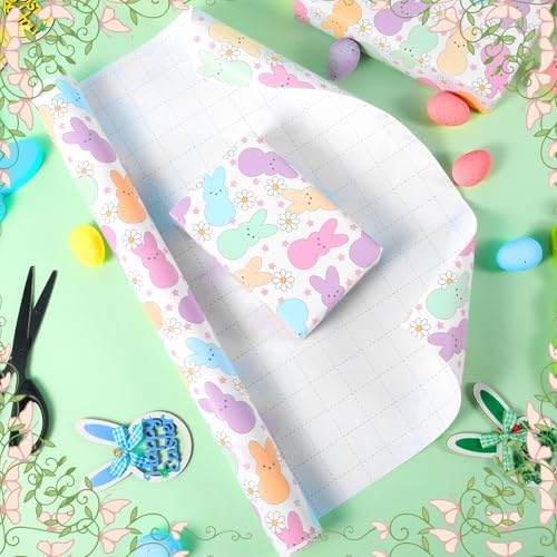 Papel de Regalo Fabllewavi Mini Roll de 1 Rollo para Pascua con Diseño de Conejito y Margaritas - 17in x 32.8ft para Manualidades y Fiestas de - imagen 5