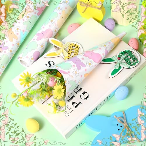Papel de Regalo Fabllewavi Mini Roll de 1 Rollo para Pascua con Diseño de Conejito y Margaritas - 17in x 32.8ft para Manualidades y Fiestas de - imagen 7