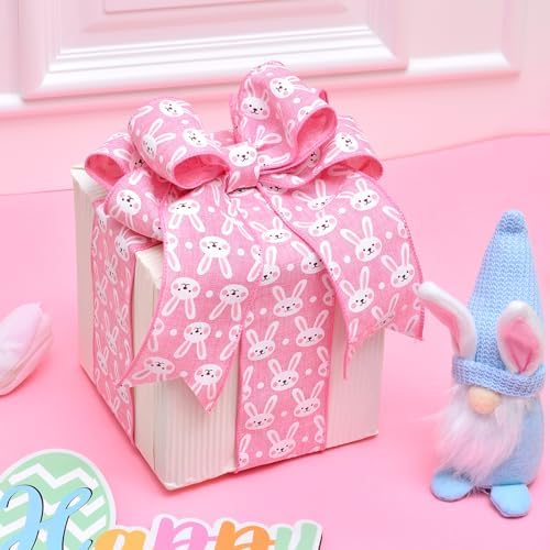 Cinta de Pascua Primavera Ribest, 2.5 Pulgadas, con Conejitos y Zanahorias, 4 Rollos de 20 Yardas para Manualidades y Decoración al Aire Libre - imagen 3