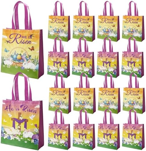 20 Piezas de Bolsas de Regalo de Pascua Él Ha Resucitado, Bolsas de Fiesta Cristianas de No Tejido con Asas para Decoraciones de Iglesia y Fiestas - imagen 1
