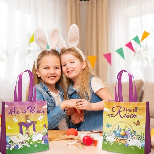 20 Piezas de Bolsas de Regalo de Pascua Él Ha Resucitado, Bolsas de Fiesta Cristianas de No Tejido con Asas para Decoraciones de Iglesia y Fiestas - imagen 4