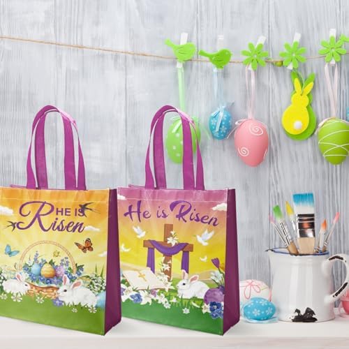 20 Piezas de Bolsas de Regalo de Pascua Él Ha Resucitado, Bolsas de Fiesta Cristianas de No Tejido con Asas para Decoraciones de Iglesia y Fiestas - imagen 5