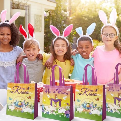 20 Piezas de Bolsas de Regalo de Pascua Él Ha Resucitado, Bolsas de Fiesta Cristianas de No Tejido con Asas para Decoraciones de Iglesia y Fiestas - imagen 6