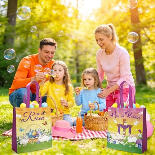 20 Piezas de Bolsas de Regalo de Pascua Él Ha Resucitado, Bolsas de Fiesta Cristianas de No Tejido con Asas para Decoraciones de Iglesia y Fiestas - imagen 7