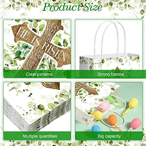 Geyee 16 Piezas de Bolsas de Regalo para Pascua con Asas de Papel, Bolsas para Dulces con Cruz Él Ha Resucitado para Cacerías de Huevos - imagen 3