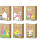 Bolsas de Regalo de Pascua Pasimy 18 Piezas con Asa, Conejo y Huevos Coloridos, 8.7 x 6.3 x 3.2 Pulgadas, Suministros para Fiesta de Primavera - imagen 1