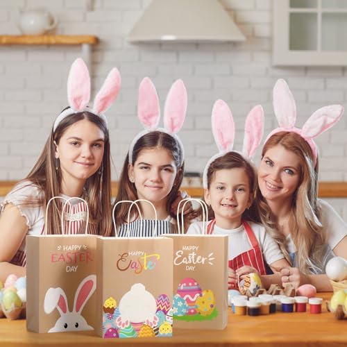 Bolsas de Regalo de Pascua Pasimy 18 Piezas con Asa, Conejo y Huevos Coloridos, 8.7 x 6.3 x 3.2 Pulgadas, Suministros para Fiesta de Primavera - imagen 7