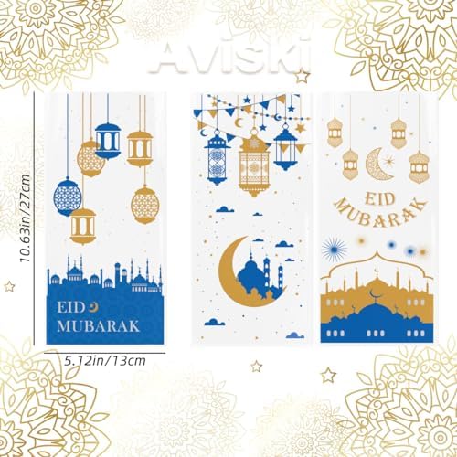 Bolsas de Regalo para Fiesta Eid Mubarak Aviski, 150PCS, Tema Ramadán, Celofán Transparente con Cierres Plateados, 10.6 × 5.1 pulgadas - imagen 3