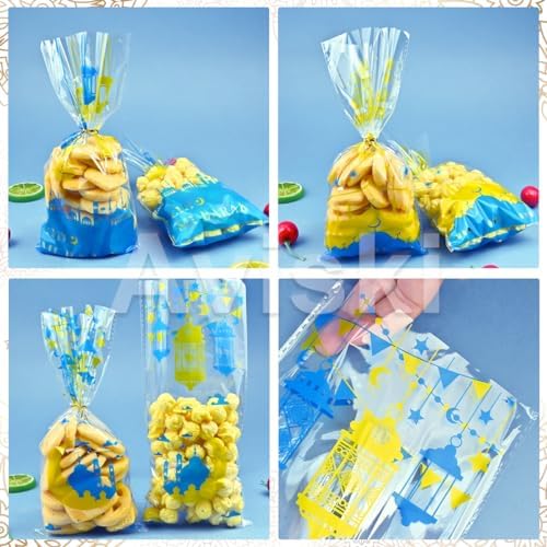 Bolsas de Regalo para Fiesta Eid Mubarak Aviski, 150PCS, Tema Ramadán, Celofán Transparente con Cierres Plateados, 10.6 × 5.1 pulgadas - imagen 7