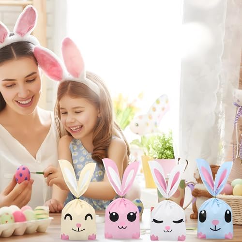 Bolsas de Regalo de Conejito de Pascua Peony Man 100 PCS, Bolsas Plásticas para Dulces y Fiestas con Cierre de Twist para Galletas y Sorpresas - imagen 5