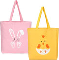 Bolsas de Lona Cosblank para Pascua, 2 Pcs, 13.8'' x 12'', con Conejo y Pollito, Reutilizables para Regalos y Caza de Huevos de Pascua - imagen 1