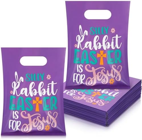 Bolsas de Regalo de Pascua Ribbonlic 100 Pcs con Asas, Conejito Divertido, Reutilizables para Fiesta Infantil, 7 x 9.5 in - imagen 1