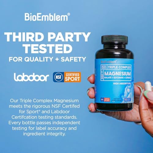 BioEmblem Complejo Triple de Magnesio | 300mg de Glicinato, Malato y Citrato de Magnesio | Alta Absorción, Vegano, Sin OGM, Sin Gluten | 90 Cápsulas - imagen 3