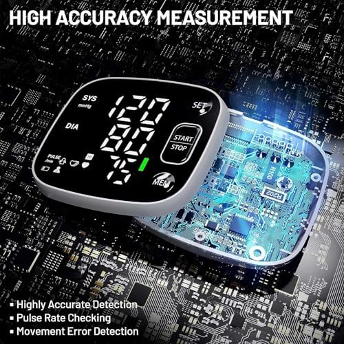 Monitores de Presión Arterial Oklar para Uso en Casa, Digital Recargable de Muñeca con Pantalla LED, Voz, 240 Memorias para 2 Usuarios y Estuche de - imagen 2