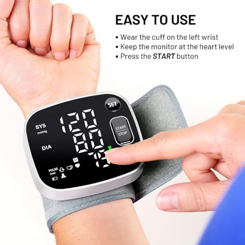 Monitores de Presión Arterial Oklar para Uso en Casa, Digital Recargable de Muñeca con Pantalla LED, Voz, 240 Memorias para 2 Usuarios y Estuche de - imagen 6