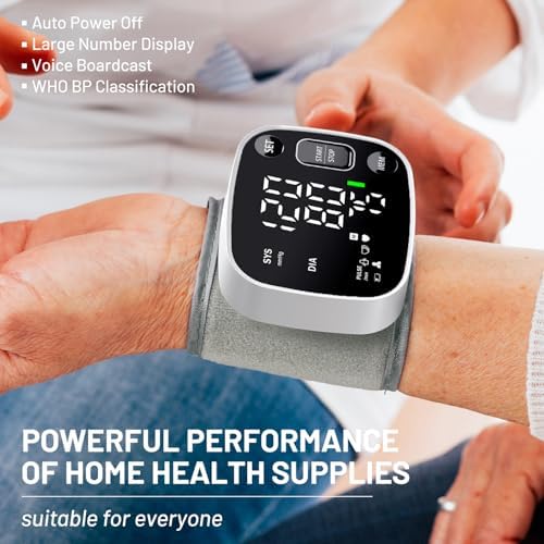 Monitores de Presión Arterial Oklar para Uso en Casa, Digital Recargable de Muñeca con Pantalla LED, Voz, 240 Memorias para 2 Usuarios y Estuche de - imagen 7