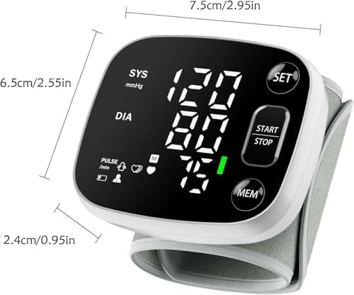 Monitores de Presión Arterial Oklar para Uso en Casa, Digital Recargable de Muñeca con Pantalla LED, Voz, 240 Memorias para 2 Usuarios y Estuche de - imagen 8