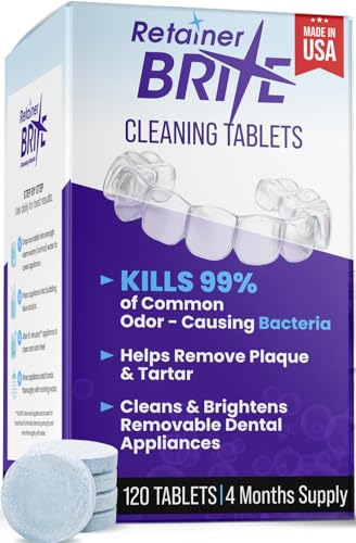 Retainer Brite - Tabletas Limpiadoras para Retenedores, Invisalign y Protectores Bucales. 120 Tabletas - Suministro para 4 Meses. Hecho en EE. UU. - imagen 1