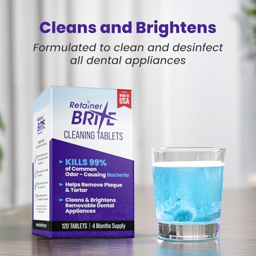 Retainer Brite - Tabletas Limpiadoras para Retenedores, Invisalign y Protectores Bucales. 120 Tabletas - Suministro para 4 Meses. Hecho en EE. UU. - imagen 5